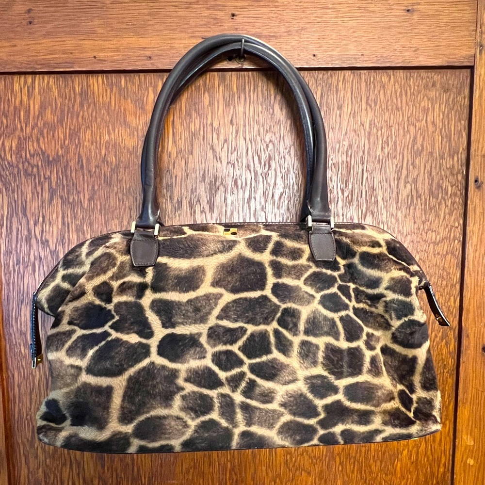 kate spade faux fur giraffe print handbag